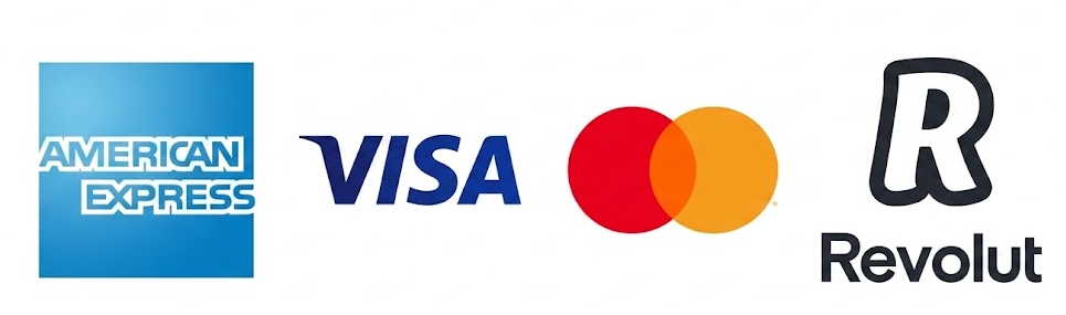 Pago seguro con Visa, Mastercard, Revolut y PayPal